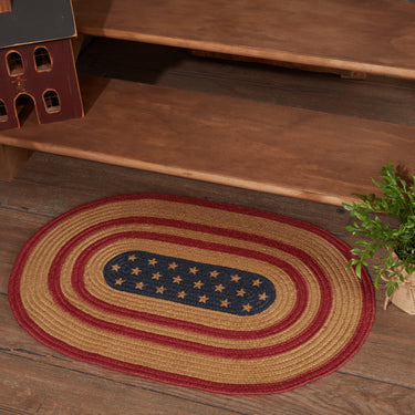 Liberty Stars Flag Jute Braided Rug Oval 20